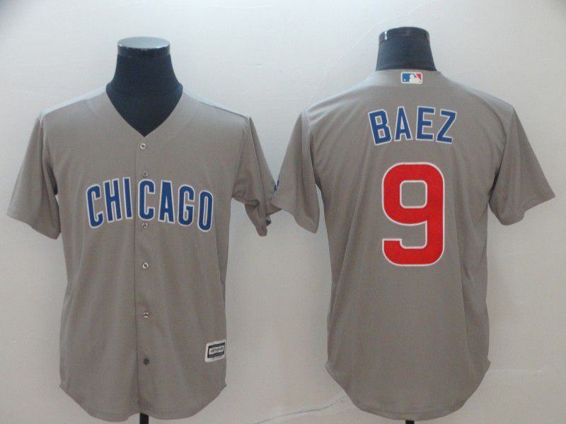 Men Chicago Cubs 9 Baez Grey Game 2024 Nike MLB Jersey style 1